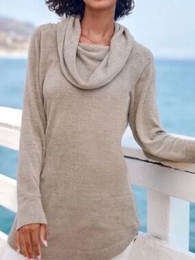 Barefoot Dreams Taupe Cowl-Neck Sweater